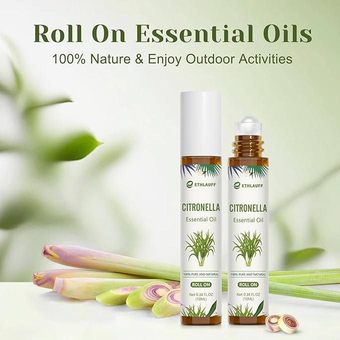 Citronella Essential Oil Roll On, Citronella Oil for Skin, Relaxation Gift for Women and Men - Bloomnest