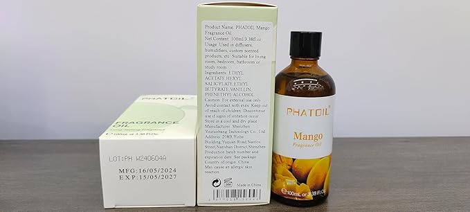 PHATOIL 3.38FL.OZ Mango Fragrance Oils for Aromatherapy, Essential Oils for Diffusers for Home, Perfect for Diffuser, Yoga, Skin Care, DIY Candle and Soap Making - 100ml - Bloomnest