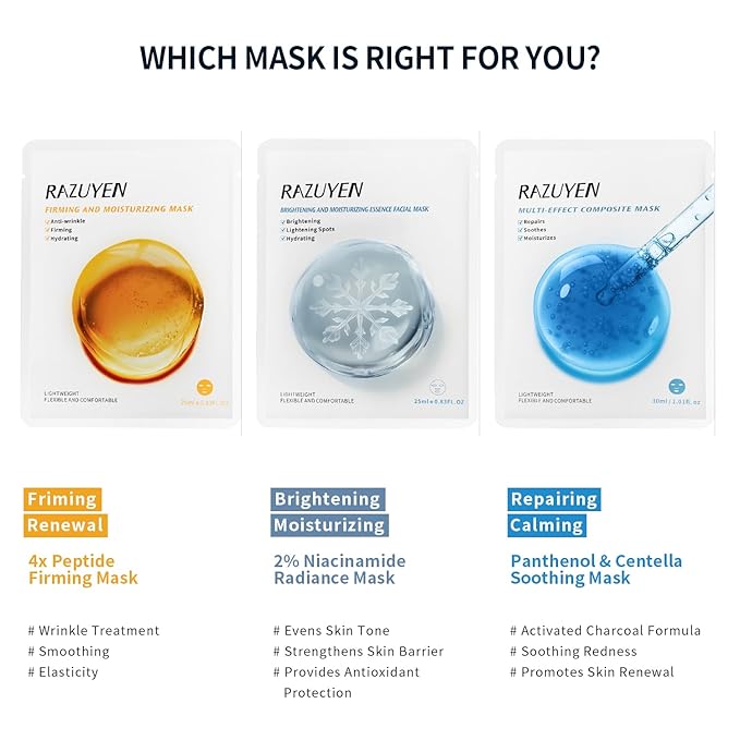 Brightening Hydrating Face Mask (10 PCS), Glowing & Moisturizing Sheet Mask with Niacinamide, Rosa Water and Arbutin, Rose Face Mask For All skin types, Added Fragrance Free - Bloomnest