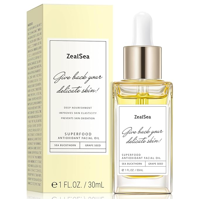 ZealSea Superfood Antioxidant Face Oil: Facial Oil with Antioxidant Rich Plant-Based Oils Hydrating Moisturizing and Smooth Dry Skin Care Gua Sha Massage Skin Therapy Oil for Women Men, 1 Fl Oz - Bloomnest