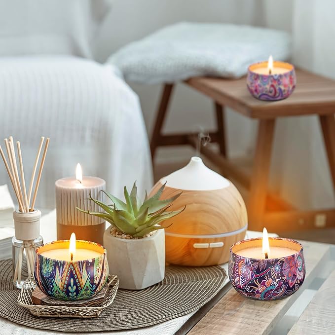 Hausware 3 Pack Scented Candles, 2.5 oz Aromatherapy Candles with Floral Scents,Soy Candles Set with 72H Burning Time,Ideal Gift for Women (Lavender+Vanilla+Rose) - Bloomnest