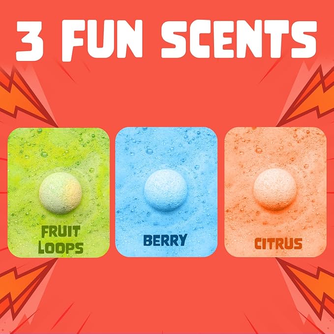 Superhero Bath Bombs for Kids with Surprise Toys Inside (3 Pack) - Large Bubble Bomb for Boys & Girls - Fizzies, Relaxing Aromas, Made in USA, Skin-Safe, Stain-Free by Two Sisters - Bloomnest