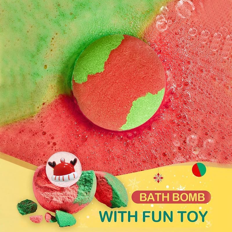 Christmas Bath Bomb,12Pcs Bath Bombs with Surprise Inside, Organic Natural Essential Oils Fun bubble, Creative Christmas Magic Bath Bomb Gift for Boy Girl Birthday Holiday New Year Christmas Halloween