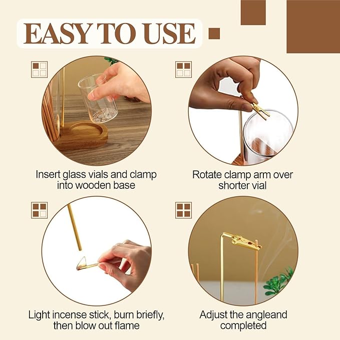 2 in 1 Glass Incense Holder & Burner for Sticks with Ash Catcher, Anti-Ash Flying Design, Storage Organizer and Hang Upside Down for Meditation Yoga Spa Home Decor - Bloomnest