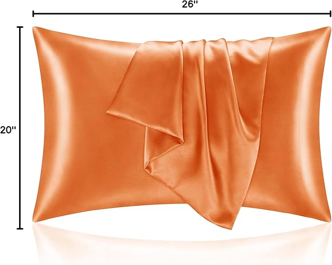 BEDELITE Satin Pillowcase for Hair and Skin, Super Soft and Cooling Similar to Silk Pillow Cases 2 Pack with Envelope Closure, Gift for Women Men(20"x26" Standard Size, Burnt Orange) - Bloomnest
