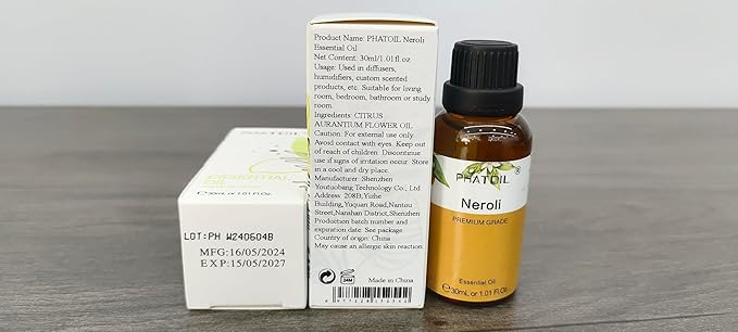 Neroli 1.01fl.oz Essential Oil, PHATOIL Pure Aromatherapy Oils for Diffuser, Humidifier, Perfect for DIY Soap, Candle, Bath Bombs Making(30ml) PHATOIL