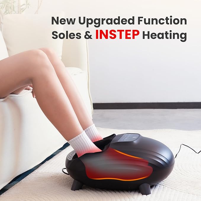 CILI Foot Massager with Heat, Shiatsu Foot Massage Machine for Plantar Fasciitis Neuropathy, 3 Sole & Instep Heating Levels, 3 Intensity Adjustable, Up to Size 14, Gifts for Him Her - Bloomnest