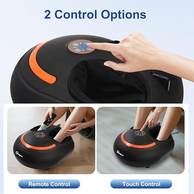 Shiatsu Foot Massager Electric Feet Massage Machine Deep Kneading Relief for Plantar Fasciitis, Air Compression, 3 Heat Levels Relax for Home Office Use, Christmas Gifts for Women Mom Dad Black - Bloomnest