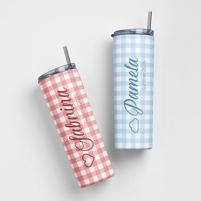 Personalized 20 Oz Skinny Tumbler - Customizable with Name & Icon, BPA-Free Stainless Steel, 6 Color Styles, Includes Straw - Custom Gifts for Summer - Bloomnest