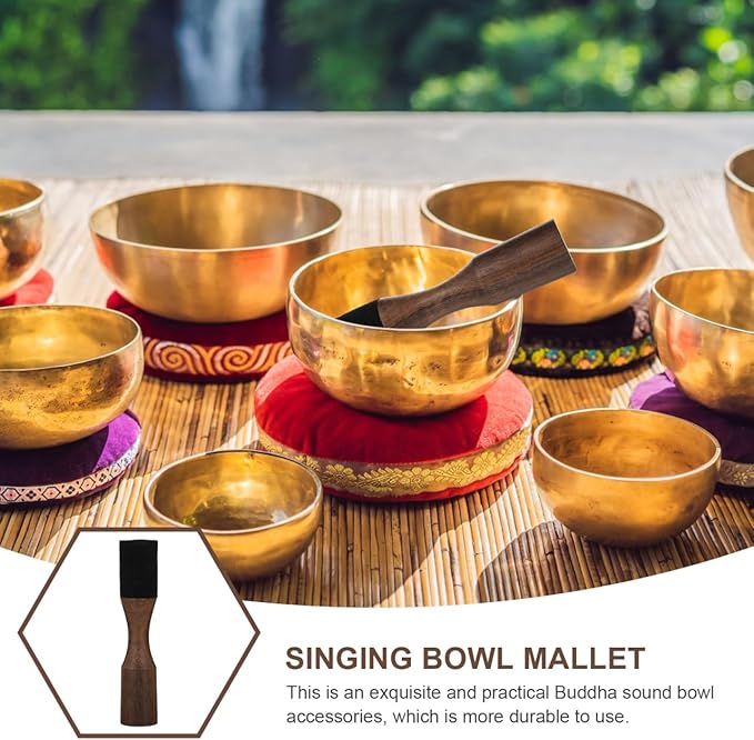 SUPVOX Singing Bowl Mallet 5.11 Inch Wooden Sound Bowl Stick for Meditation and Yoga Therapy Accessory with Durable Handle - Bloomnest