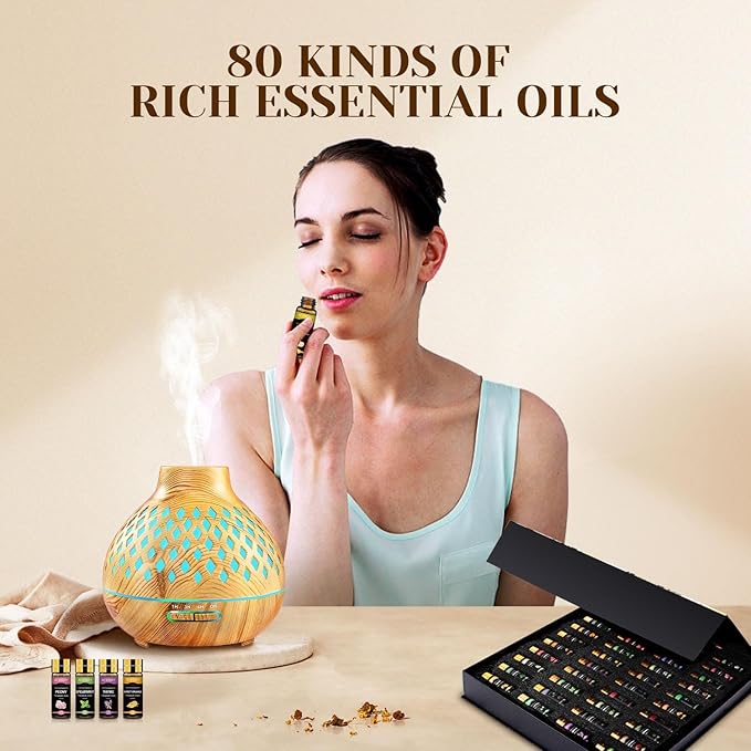 Essential Oil Set 80 Pcs - 100% Natural Essential Oils Kit-Perfect for Diffuser, Humidifier, Massage,Soap, Candle Bath Bombs Making, 80 * 5ML(0.17oz), Christmas Gift for Aromatherapy Lover - Bloomnest