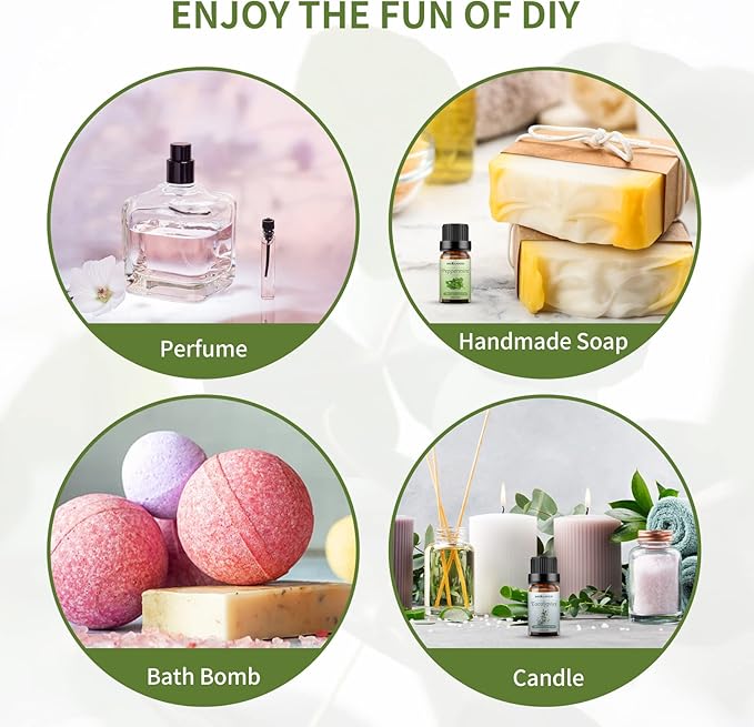 Sedbuwza Peppermint Eucalyptus Essential Oil Set, Peppermint Fragrance Oil Eucalyptus Scent Oil Set for Diffuser, Aromatherapy, Massage, Soap, Candle Making 2 x 10 ml Sedbuwza