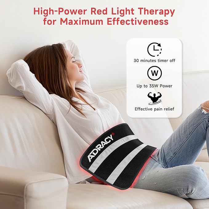 2026 Upgraded Red Light Therapy Pad for Body,Red Light Therapy Belt with Timer, 24" x 12" Near Light Mat 660nm&850nm Infrared Light Therapy Wrap for Shoulder Muscle Back Pain(Black) ADRACY