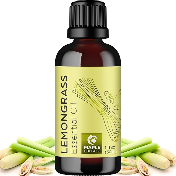 Pure Refreshing Lemongrass Essential Oil - Aromatherapy Lemongrass Oil for Hair Nails and Skin Plus Potent Natural Aromatic Essential Oil for Diffusers for Home and Travel from Maple Holistics - Bloomnest