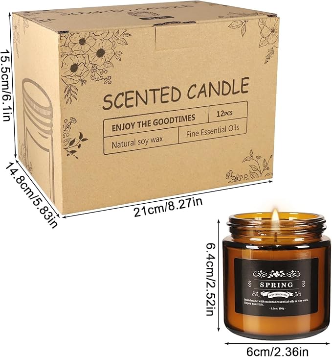 12 Pcs Scented Candles with Added Natural Essential Oils, 3.05oz, Suitable for Various Festivals, Parties, Yoga, and Home Scene - Bloomnest