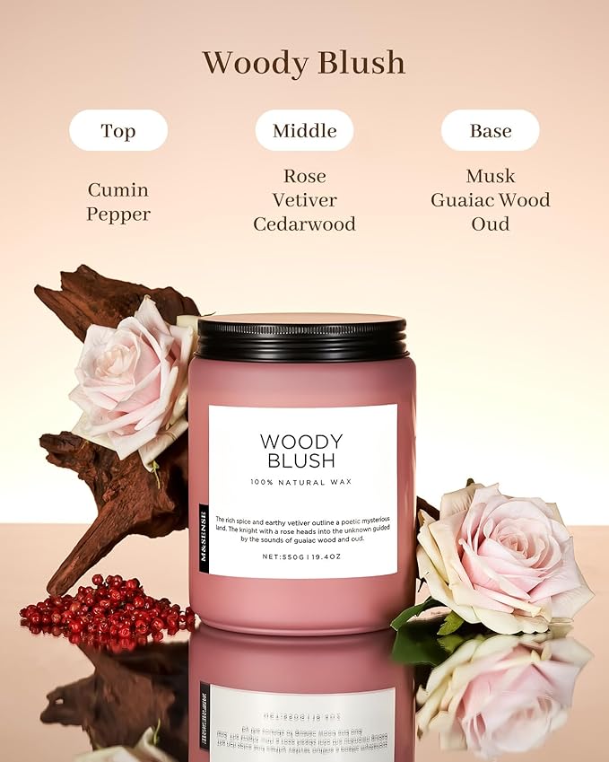 M&SENSE Rose Oud Wood Soy Candles 2 Wick, Large Scented Candles 19.4oz 110 Hour Long Lasting Burn Non Toxic Natural Luxury Aromatherapy Gifts for Women & Relaxing Spa Yoga - Bloomnest