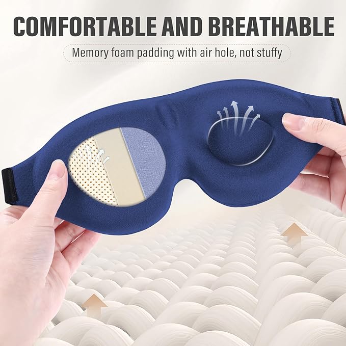 YIVIEW Sleep Mask for Side Sleeper, Complete Light Blocking 3D Pink Sleeping Eye Mask, Soft Breathable Eye Cover for Women Men, Relaxing Zero Pressure Night Blindfold - Bloomnest