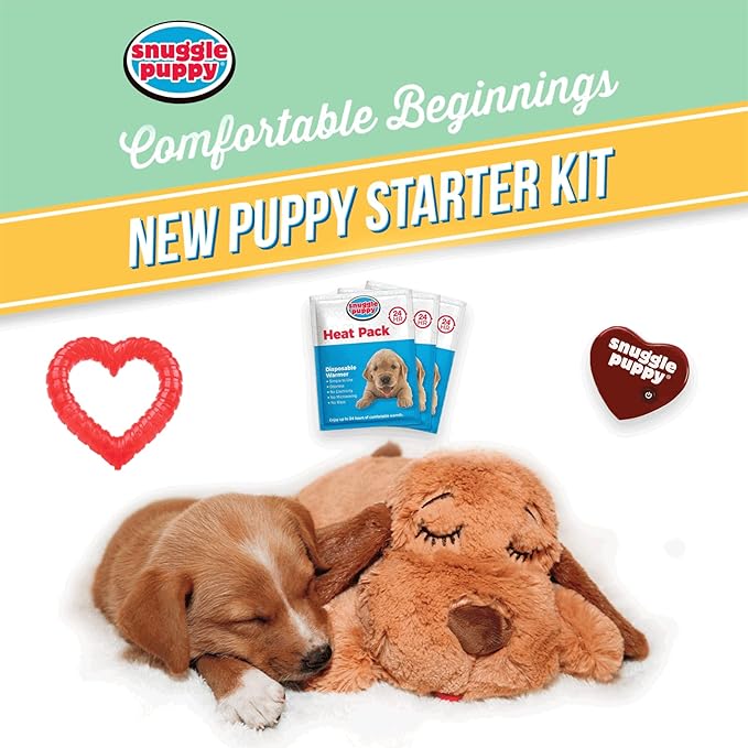 SmartPetLove Original Snuggle Puppy Essentials Starter Kit - Heartbeat Puppy for Dogs - Calming Aid with 3 Heat Packs, Puppy Teething Toy, Dog Chew Toy and Dog Blanket - Bloomnest
