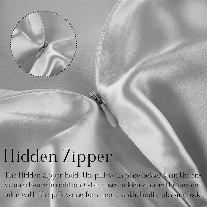 Mulberry Silk Pillow Case for Hair and Skin Prevent Acne Pillowcases Both Sides Real Silk Pillowcases Organic Silk Pillowcase with Hidden Zipper, Silver Grey, Queen (20"×30") - Bloomnest