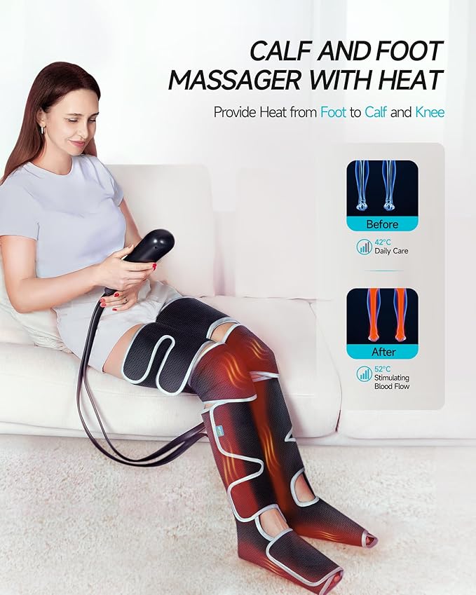 ALLJOY Leg Massager for Circulation and Pain Relief FSA, Gifts for Men Women Dad Mom, Leg Massager with Heat and Compression, 2 Heat 5 Modes 4 Intensities 4 Extenders - Bloomnest
