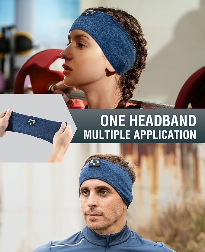 Perytong Sleep Bluetooth Headphones Headband, Sleep Headphones for Side Sleepers, Comfortable Sleeping Headband with Thin Wireless Earphones Microphone Handsfree Ideas for Women Men, PES01 - Bloomnest