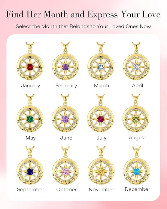 S925 Necklace Gift for Wife |Compass Jewelry |Women Anniversary |Sterling Silver |Girlfriend Birthday Gifts for Her Valentines |I'd be Lost without You |Jewel 18K Gold - Bloomnest