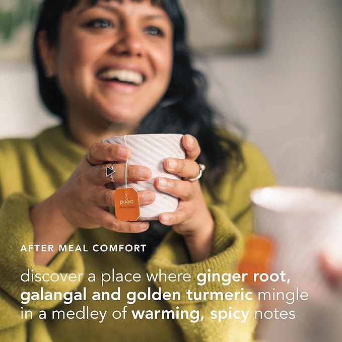 Pukka Three Ginger Organic Herbal Tea, Digestion-Aiding Infusion With Ginger, Turmeric, and Galangal, Tea Gift Set Ideal After Meals, Caffeine Free, 80 Total Bags (20ct - Pack of 4) - Bloomnest