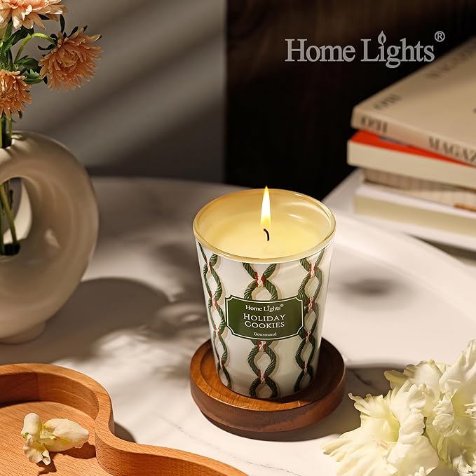 HomeLights 1-Wick Candles for Home Scented - 6.7oz Soy Wax Blend Candle Long-Lasting Fragrance, Rustic Modern Home Decor and Housewarming Gifts, Holiday Cookies - Bloomnest