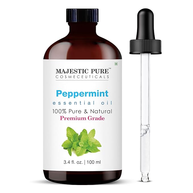Majestic Pure Peppermint Essential Oil with Glass Dropper - 3.4 Fl Oz - 100% Pure and Natural Peppermint Oil - Premium Grade Essential Oils for Diffuser, Aromatherapy, Soap and Candle Making - Bloomnest