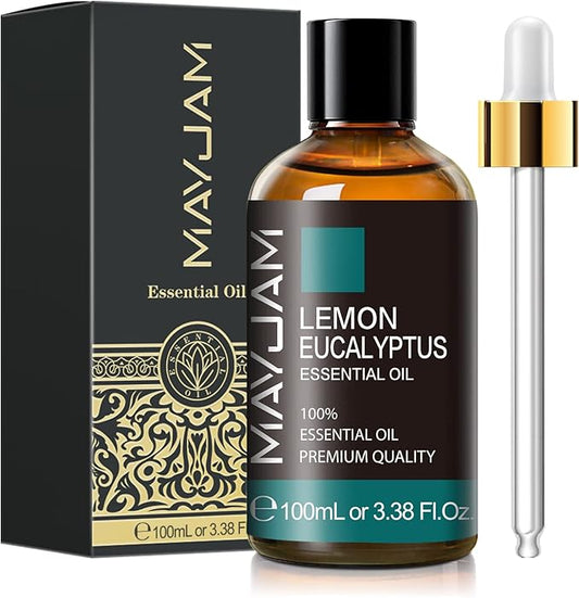 Lemon Eucalyptus Essential Oil, MAYJAM 3.38FL.OZ/100ML Large Volume Lemon Eucalyptus Oil with Premium Glass Dropper, Perfect for Soaps, Candles, Diffuser - Bloomnest