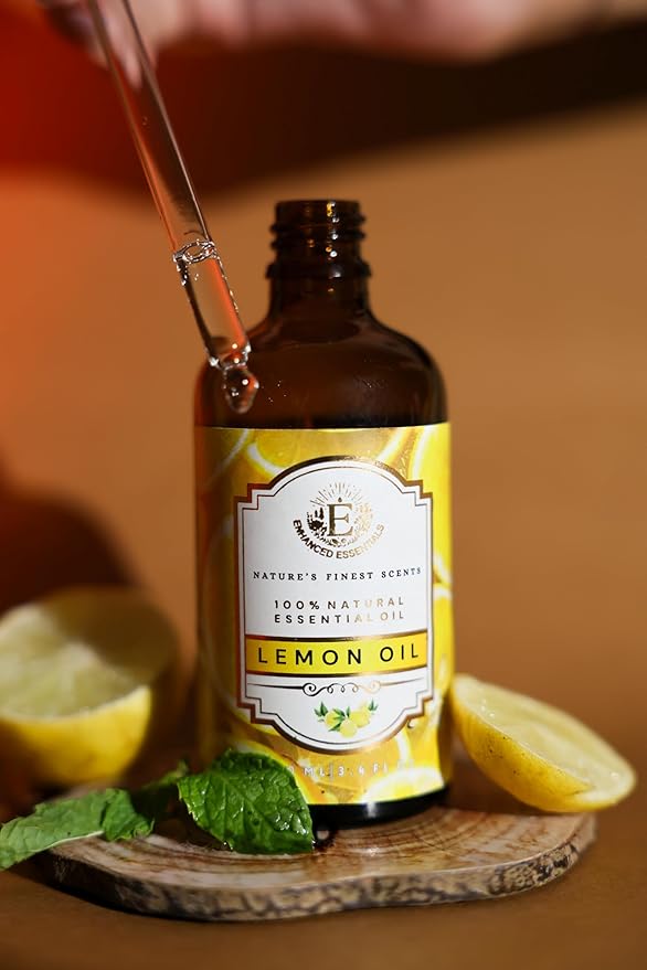 Luxurious Lemon Essential Oil by Enhanced Essentials| Slow Distilled & Pure| for Home Cleaning & Fragrance,Diffusers,Aromatherapy,Bath,Soap & Candle Making|Ideal for Business|3.38 Fl Oz (100 ml) Bloomnest