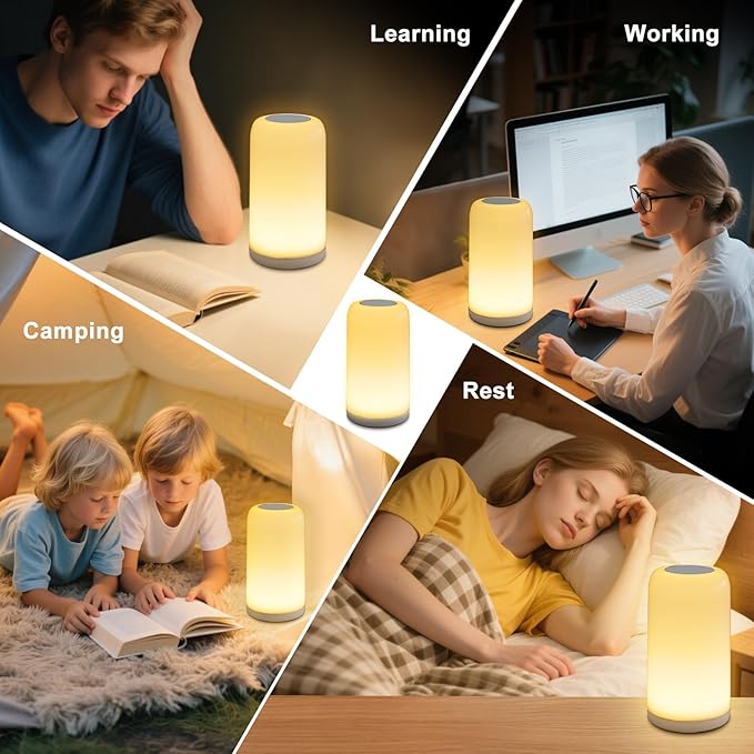 Dimmable Touch Night Light - 7 Brightness & 13 RGB Colors, Portable Bedside Lamp, Touch & App Control, Smart LED Lamp for Nursery, Reading, Decor - Bloomnest