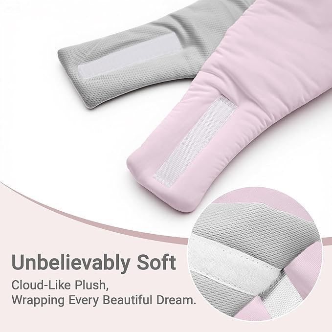 Reversible Cotton Eye Mask for Sleep, Adjustable Soft Breathable Design in Pink/Grey, Lightweight Full-Cover Blindfold for Travel & Nap, Holiday Gift Set for Women Men Adults - Bloomnest
