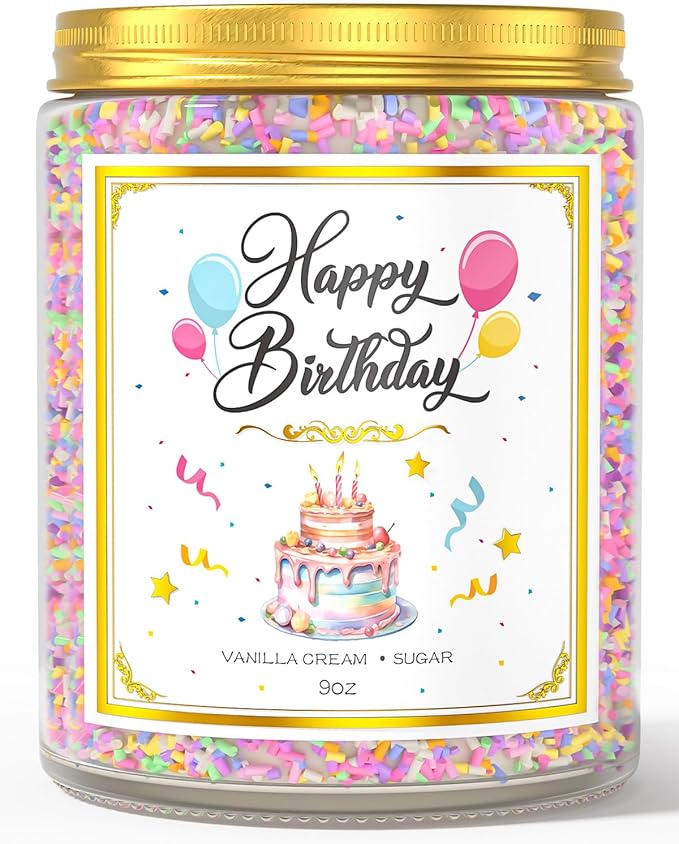 Birthday Candles Gifts for Women, Birthday Gifts for Women Men, 9 oz Happy Birthday Candle with Vanilla Birthday Cake Scent, Women Friendship Ideas - Bloomnest