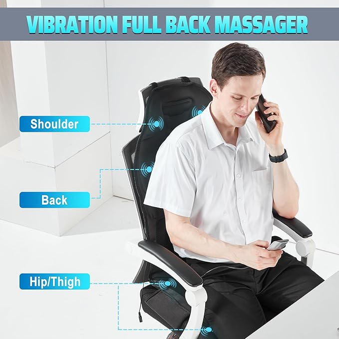 Back Massager with Heat, Massage Chair Pad for Pain Relief Deep Tissue, Portable Massage Seat Cushion for Home Office Use, Gifts for Men Women - Bloomnest