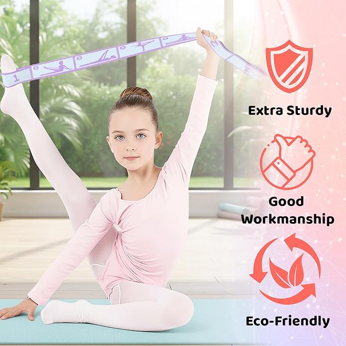 Stretch Strap for Kids, 2 Pcs Dance Elastic Band with 8 Loops Stretching Bands Adjustable Exercise Bands Resistance Ballet Band Leg Stretching Strap for Yoga Ballet Latin - Bloomnest