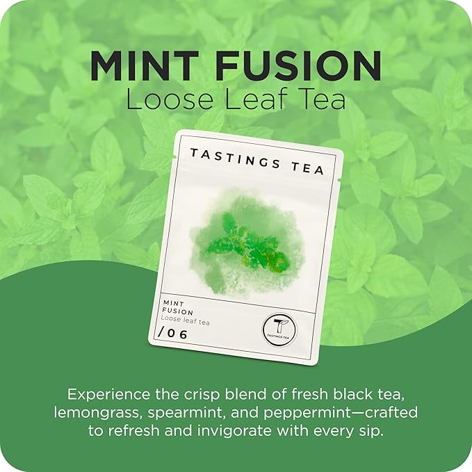 Tastings Tea Mint Fusion - 3.5oz Loose Leaf | Energising Boost | Small-Batch Freshness - Bloomnest
