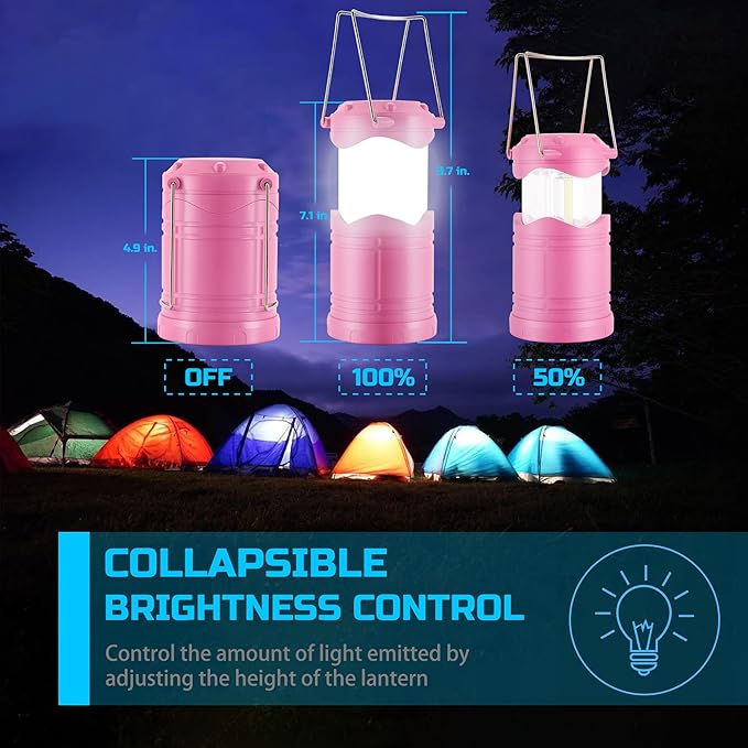 Lichamp LED Camping Lantern, 4 Pack Battery Powered Flashlight for Power Outages, Portable Collapsible Hanging Light Essential for Home, Outdoor, Emergency Lamp Survival Kit Gear for Hurricane, C1 - Bloomnest