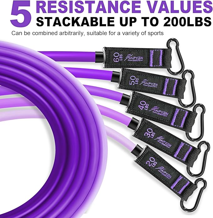 HPYGN Resistance Bands, Exercise Bands with Handles, Fitness Bands, Workout Bands with Door Anchor and Ankle Straps, for Heavy Resistance Training, Physical Therapy, Shape Body, Yoga, Home Workout Set - Bloomnest