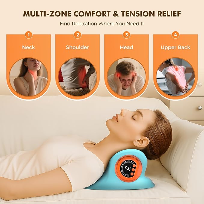 Neck Massager 2026 New Upgrade 3 in 1 Portable Massager with Heat &Comfortable Stretching–Adjustable Intensity for Neck & Shoulder Relaxation at Home,Office,Travel HarrFlow