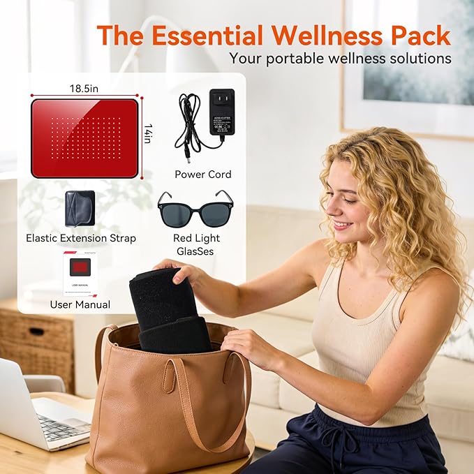 140 LEDs Red Light Therapy Mat for Full Body, 18.5" x 14" TPU Infrared Light Therapy, 3-in-1 LEDs (660nm & 850nm) Premium Foldable Mat with Timer Controller & Pulse Modes for Home Use, 24W