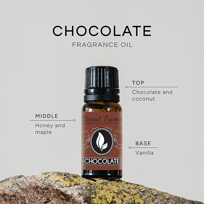 Eternal Essence Oils Chocolate Premium Grade Fragrance Oil - Vegan Fragrance Oil in Safe Amber Glass - All Phthalate Free Scented Oil Perfect for Candles, Soaps, Air Fresheners and More (10 ml) EternalEssenceOils