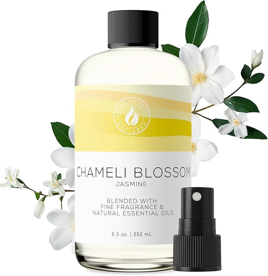 Aroma Country Chameli Blossom Diffuser Oil - Luxury Essential Oils for Diffuser Refill & Air Freshener Room Spray - Long-Lasting & Natural Home Fragrance, Jasmine Scented Oil (8.5 Fl. oz) AromaCountry