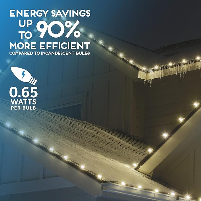 HLO Lighting Set of 25 Warm White C9 Faceted LED Christmas Light Bulbs for Indoor & Outdoor Use | Durable Replacement Bulbs - Bloomnest