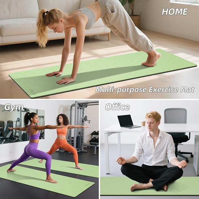 ILILI Yoga Mat 10mm Extra Thick and 193cm Extra Long, 76x28×0.4 Inch, Double Color Non-Slip TPE Material, Easy Carrying with Strap, Ideal for Yoga, Pilates, Floor Exercise, Home and Outdoor Use, Eco Friendly - Bloomnest