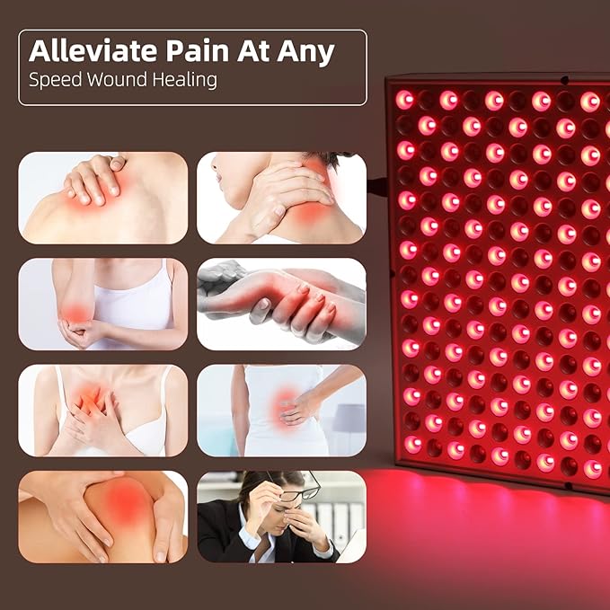 LED-Red-Light-Therapy-Device - 45W LED Panel Deep 660nm and Near-Infrared 850nm Light Combo for Skin Beauty, Pain Relief of Muscles and Joints Rhmip