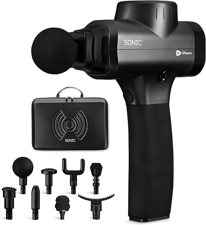 LifePro Massage Gun & Holder (Sold Separately) – Percussion Muscle Massager for Athletes with 8 Heads & 6 Speeds – Deep Tissue Back Muscle Extender for Recovery - Bloomnest