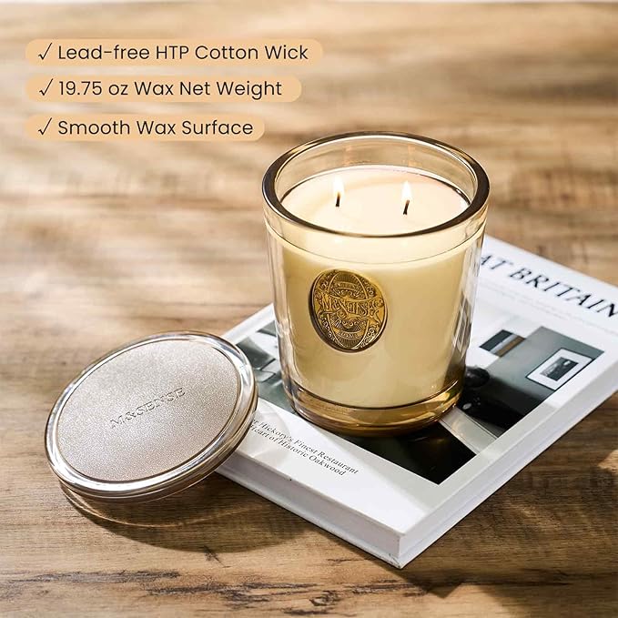 M&SENSE Large Two-Wick Soy Candle | Cheer Champagne & Gold | 19.8 oz, 120H Burn Time | Luxury Scented Candle for Relaxation, Gifting, Home Décor | Ideal for Bedroom, Office, Party Ambiance - Bloomnest