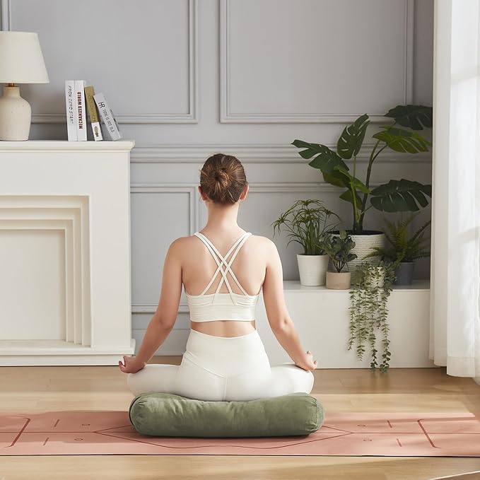 Meditation Cushion Bolster Pillow for Restorative Yoga – Supportive Cushion for Meditation, Pilates, and Relaxation – Filled with Buckwheat Hulls - Removable Cover - Bloomnest