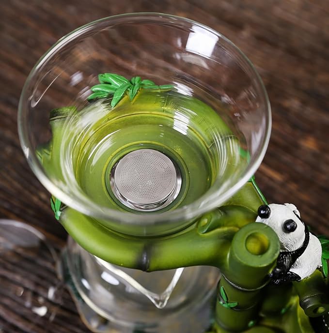 Magnetic TeaPot Automatic Drip Glass Teapots Lazy Kungfu Tea Infuser Panda Heat-Resistant Tea Maker Set
